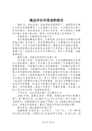 2024年镇总河长年度述职报告