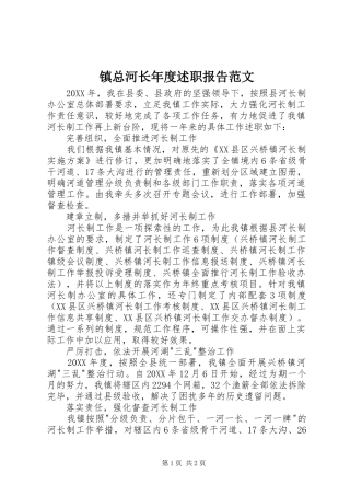 2024年镇总河长年度述职报告范文