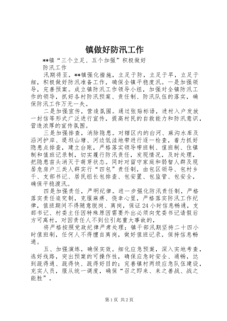 2024年镇做好防汛工作