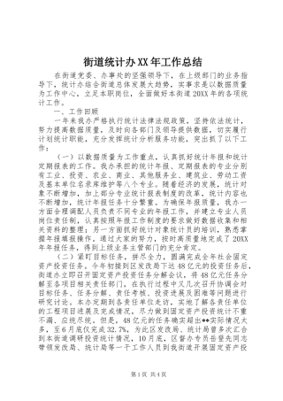 2024年街道统计办工作总结