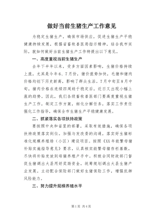 2024年做好当前生猪生产工作意见