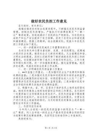 2024年做好农民负担工作意见