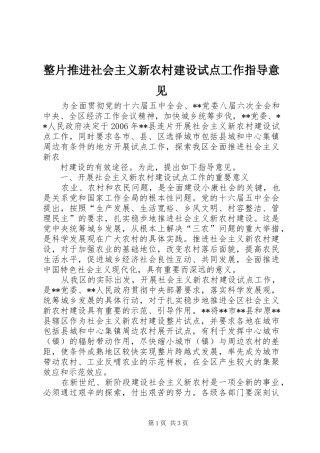 2024年整片推进社会主义新农村建设试点工作指导意见