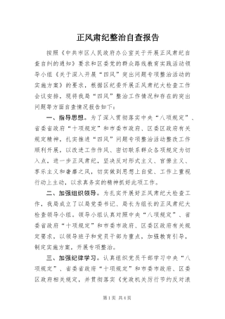 2024年正风肃纪整治自查报告