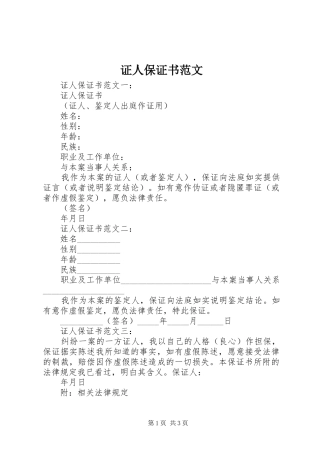 2024年证人保证书范文
