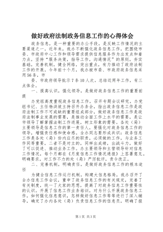 2024年做好政府法制政务信息工作的心得体会