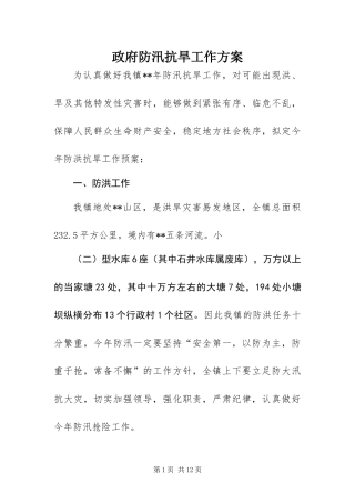 2024年政府防汛抗旱工作方案