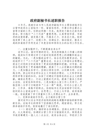 2024年政府副秘书长述职报告