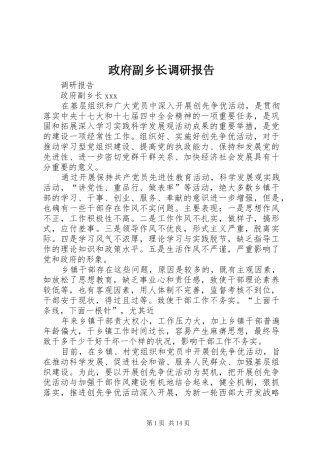 2024年政府副乡长调研报告