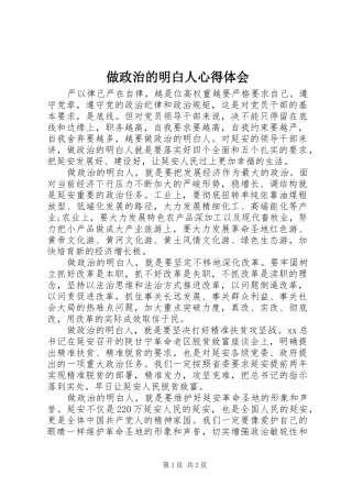 2024年做政治的明白人心得体会