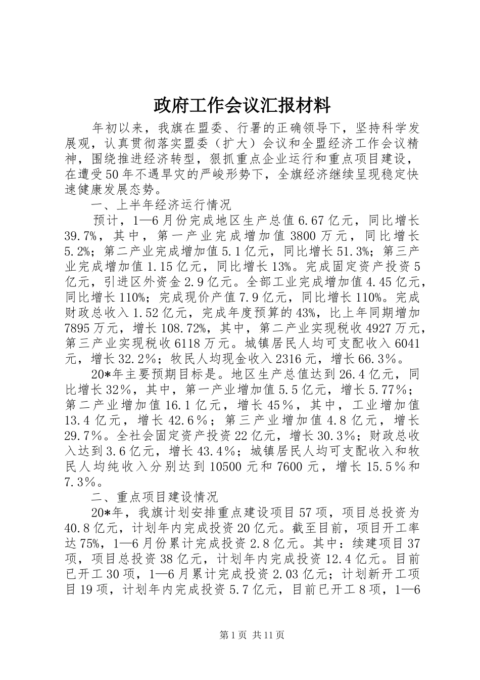 2024年政府工作会议汇报材料_第1页