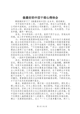2024年做最好的中层干部心得体会