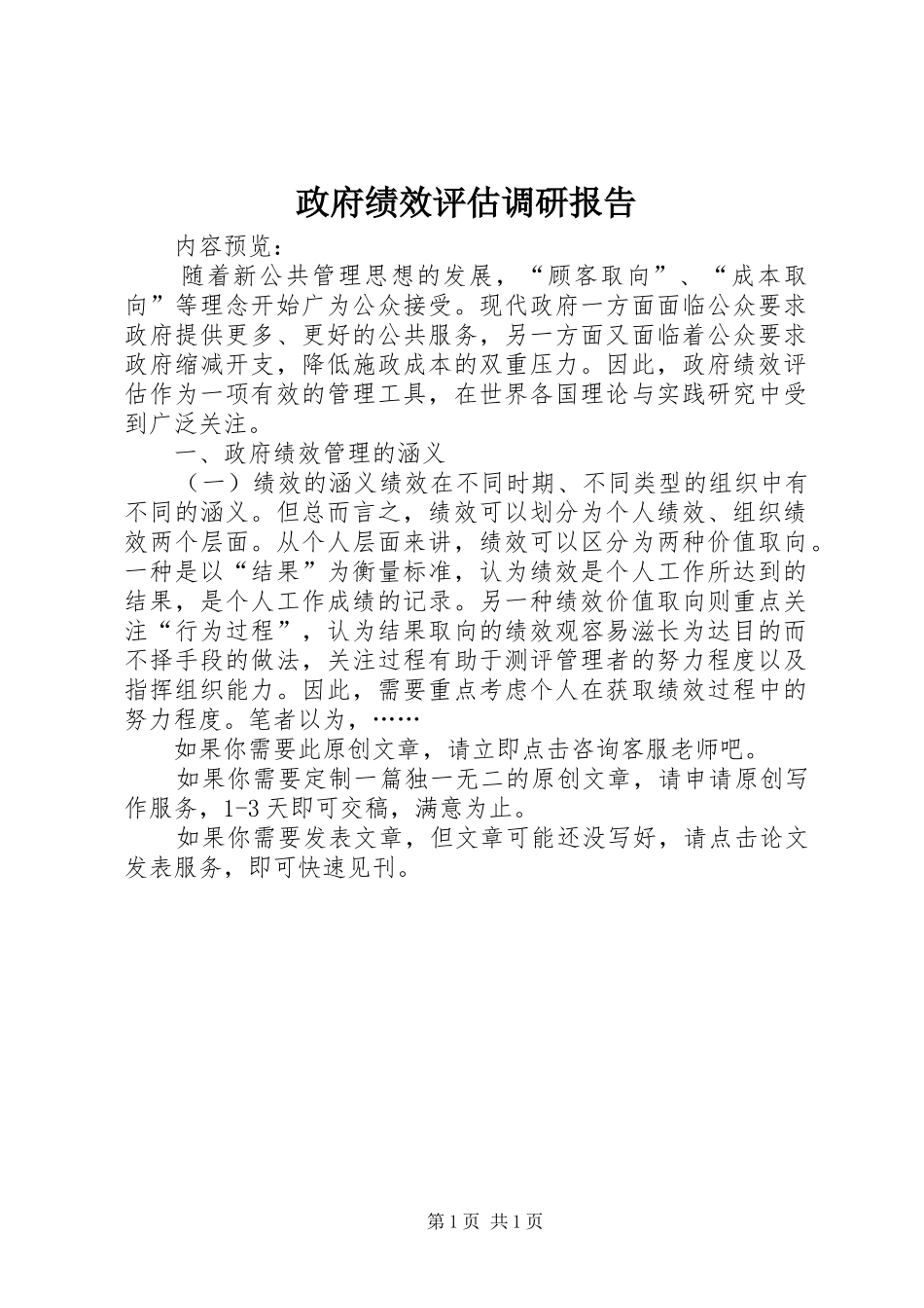 2024年政府绩效评估调研报告_第1页