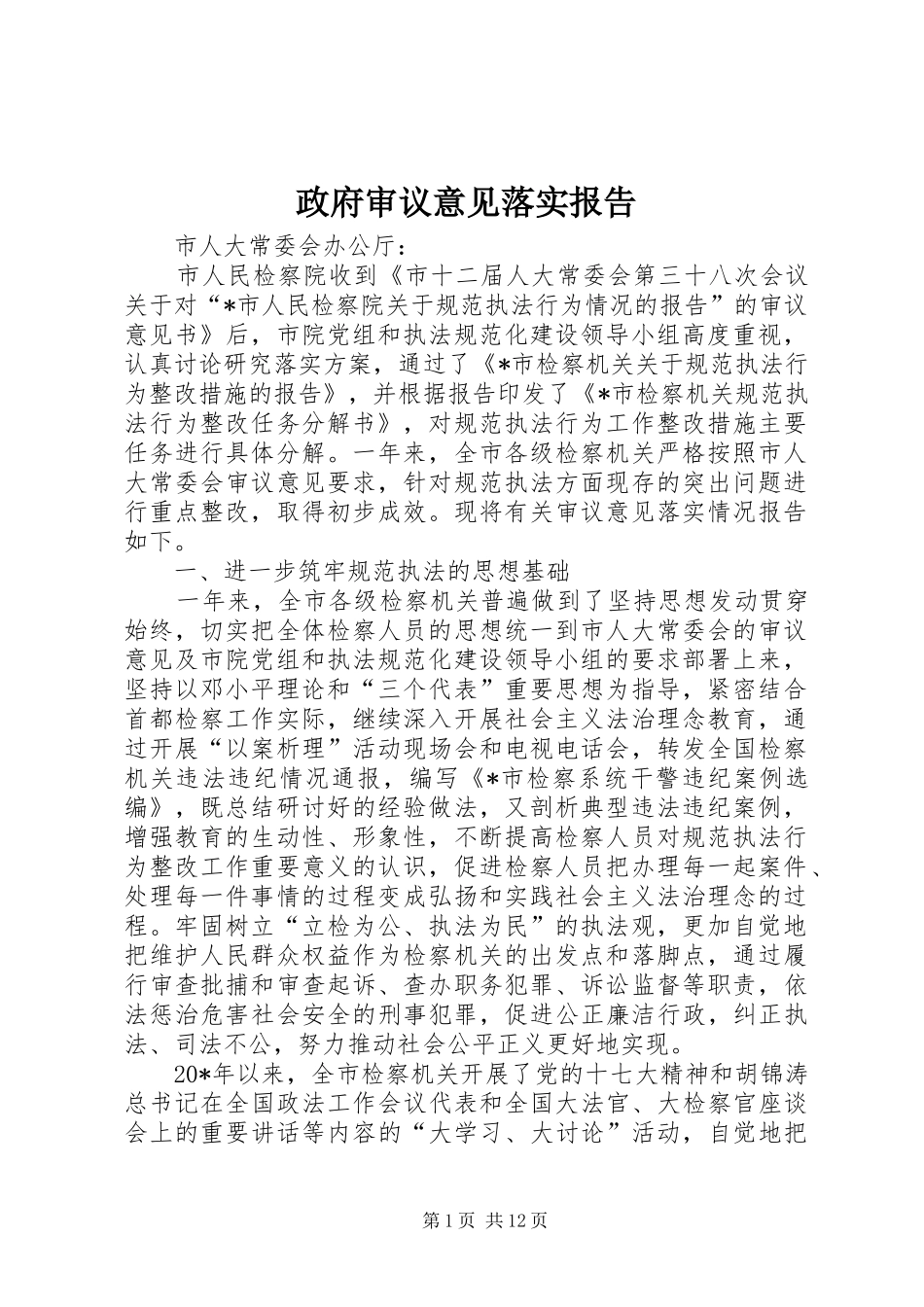 2024年政府审议意见落实报告_第1页