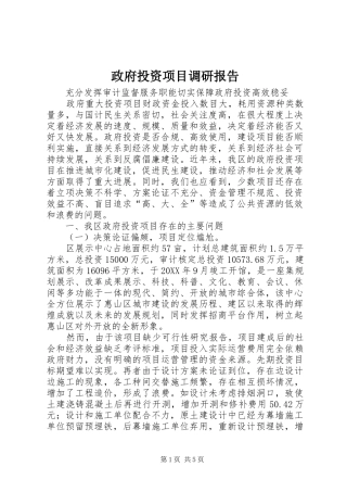 2024年政府投资项目调研报告