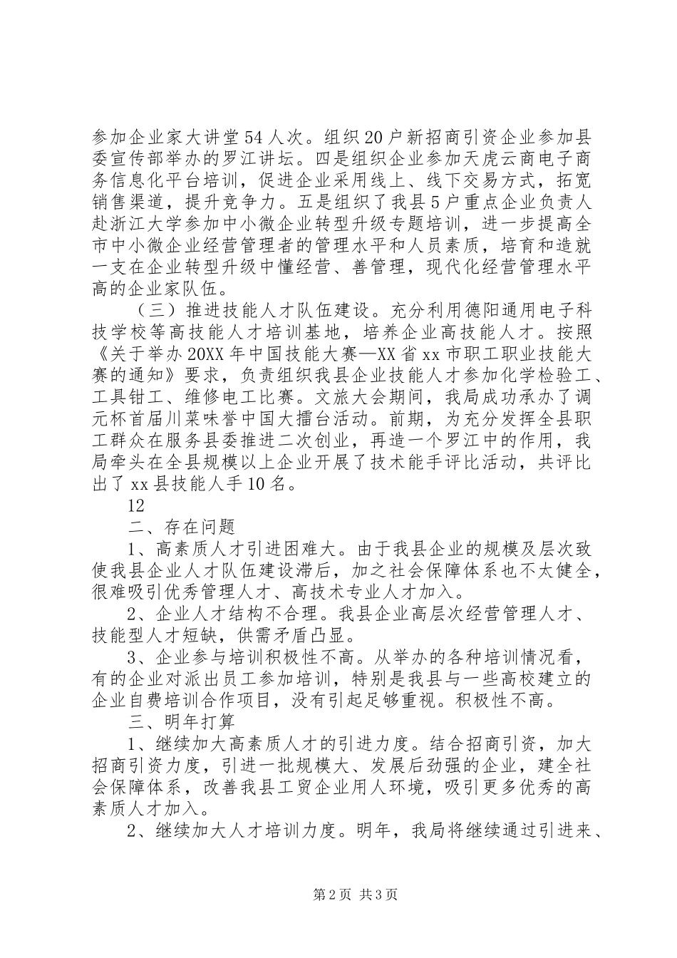 2024年经济商务局人才工作总结_第2页