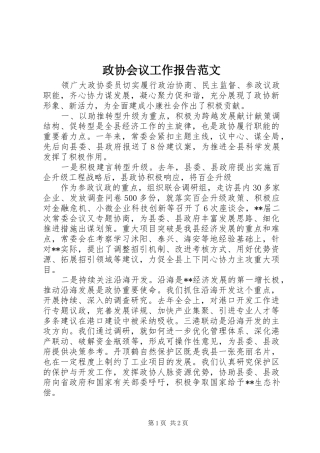 2024年政协会议工作报告范文