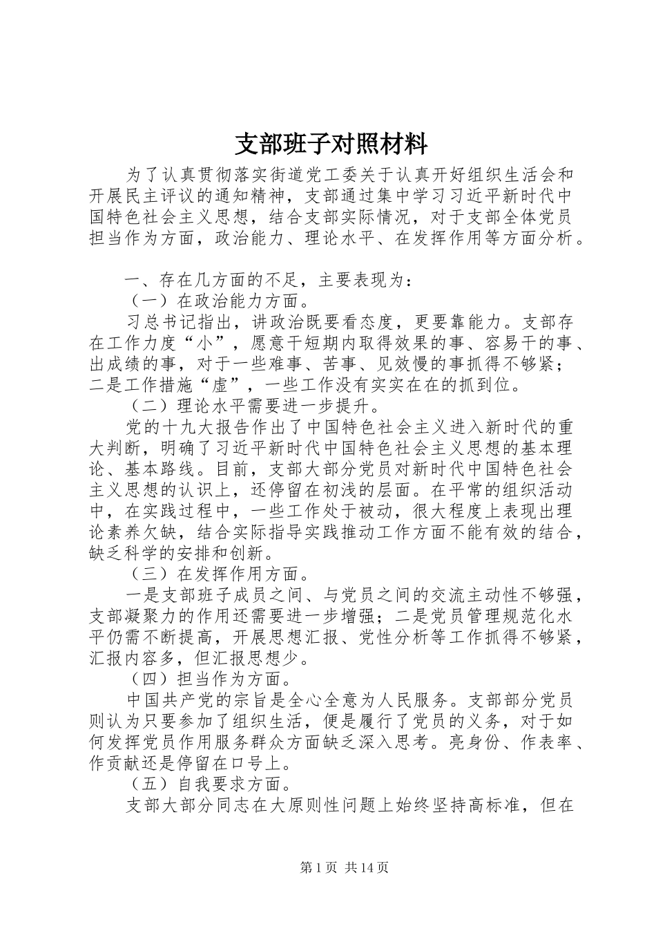 2024年支部班子对照材料_第1页