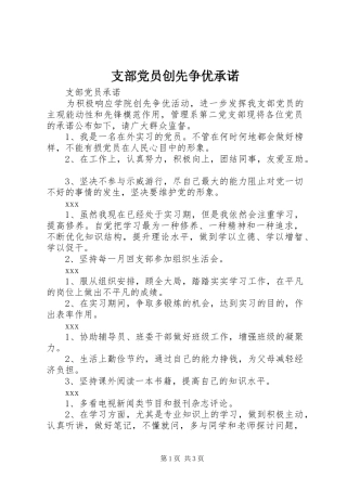 2024年支部党员创先争优承诺