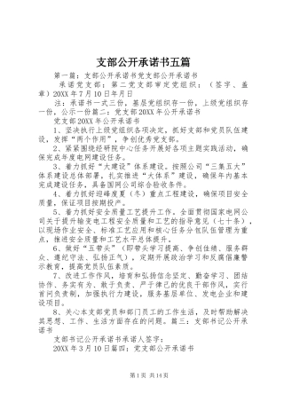 2024年支部公开承诺书五篇