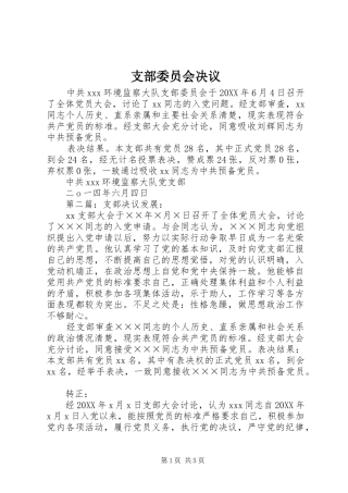 2024年支部委员会决议