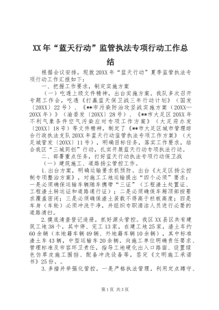 2024年蓝天行动监管执法专项行动工作总结