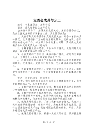 2024年支委会成员与分工
