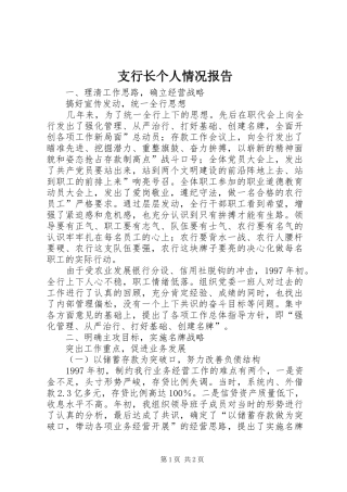 2024年支行长个人情况报告