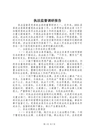 2024年执法监督调研报告