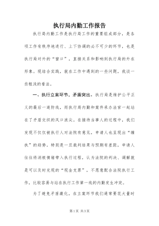 2024年执行局内勤工作报告