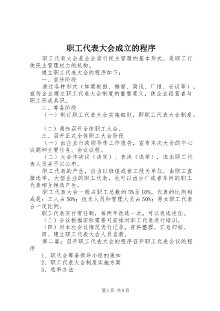 2024年职工代表大会成立的程序