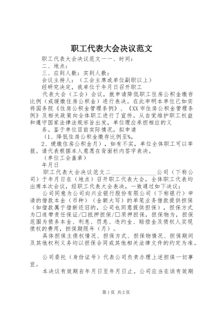 2024年职工代表大会决议范文