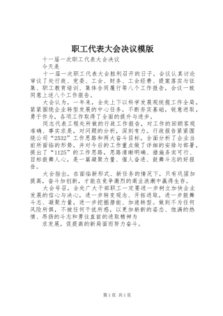 2024年职工代表大会决议模版