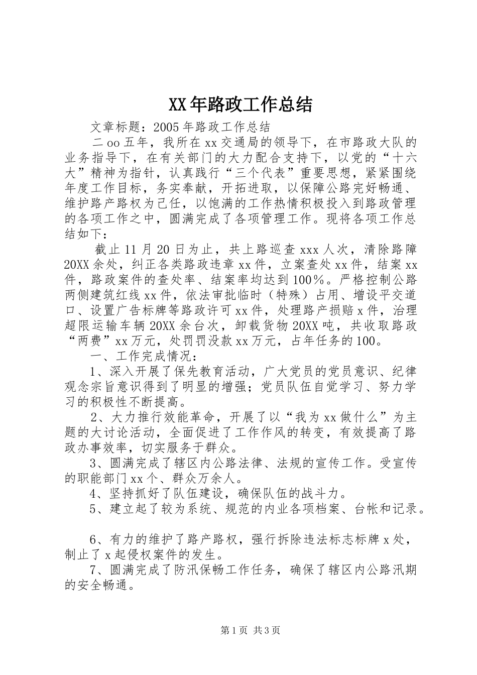 2024年路政工作总结_第1页