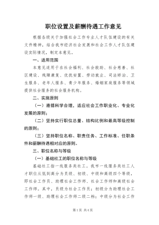 2024年职位设置及薪酬待遇工作意见