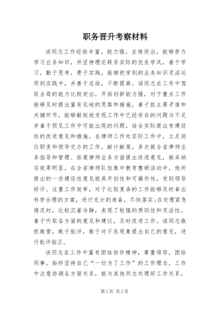 2024年职务晋升考察材料