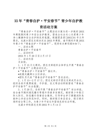 2024年青春自护·平安春节青少年自护教育活动方案