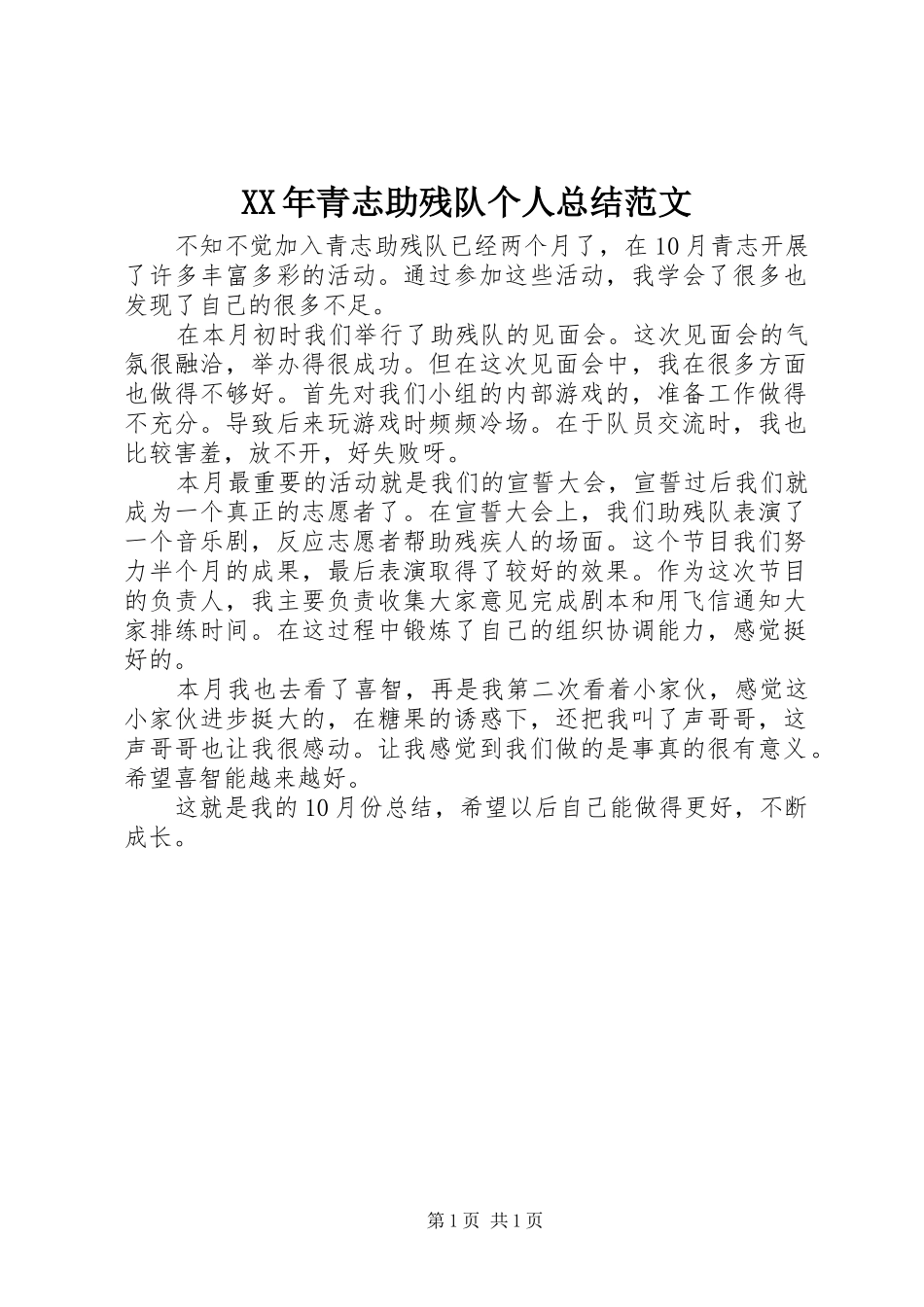 2024年青志助残队个人总结范文_第1页