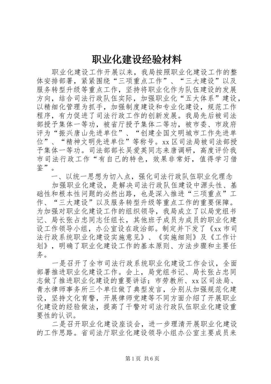 2024年职业化建设经验材料_第1页