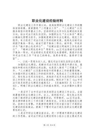 2024年职业化建设经验材料