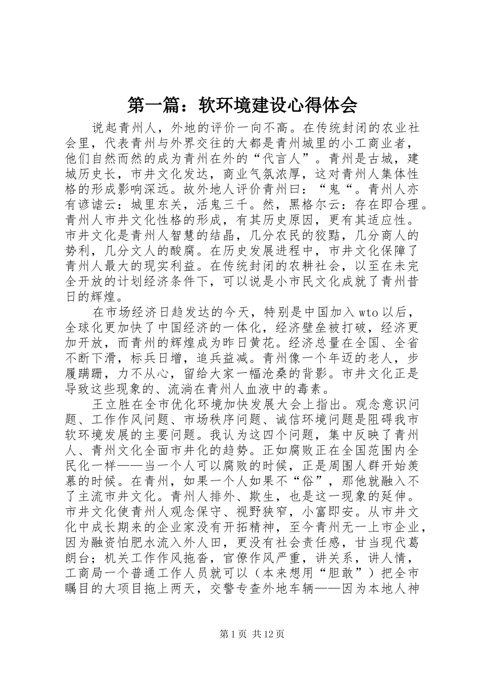 2024年软环境建设心得体会_第1页