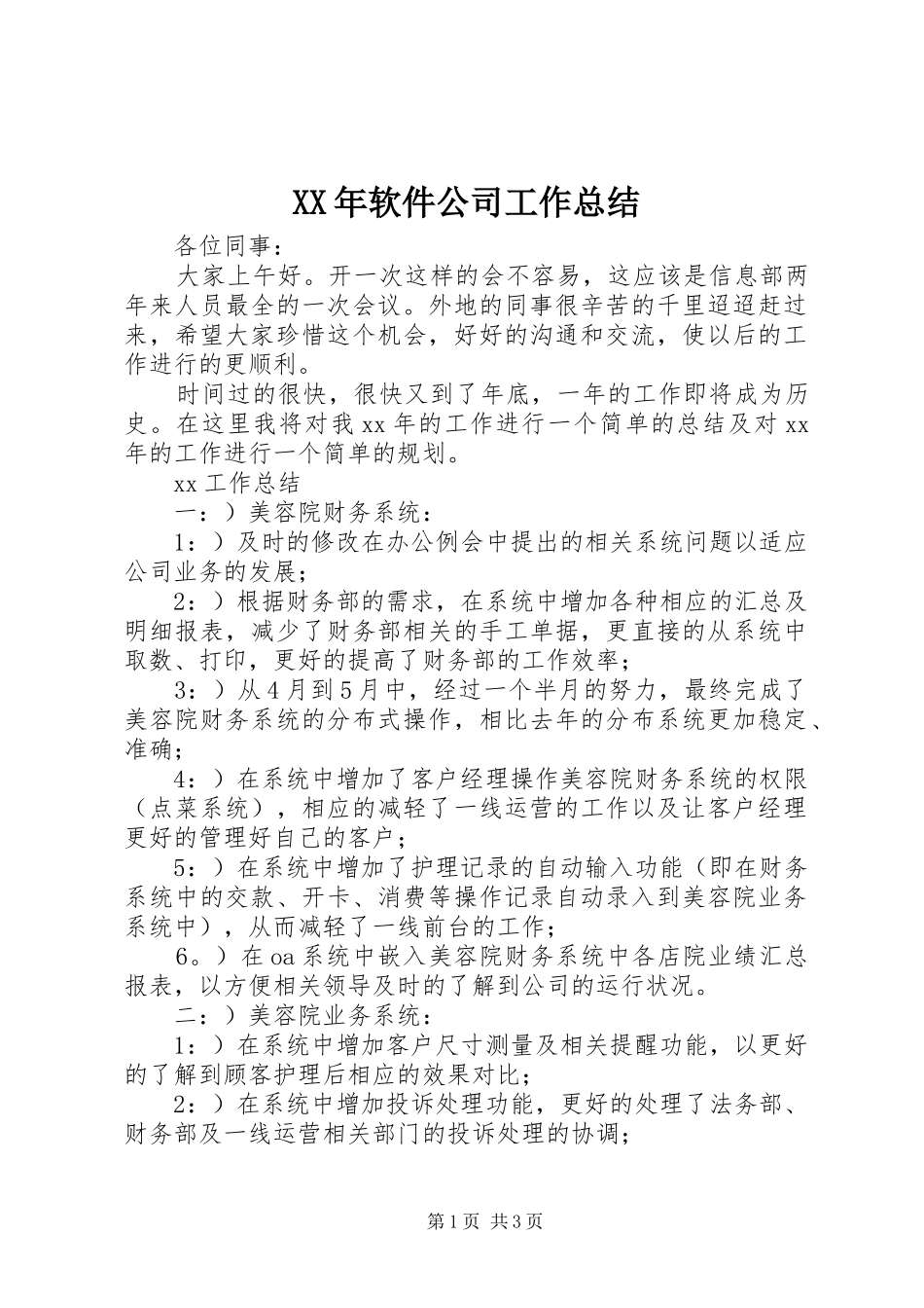 2024年软件公司工作总结_第1页