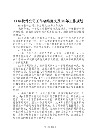 2024年软件公司工作总结范文及工作规划