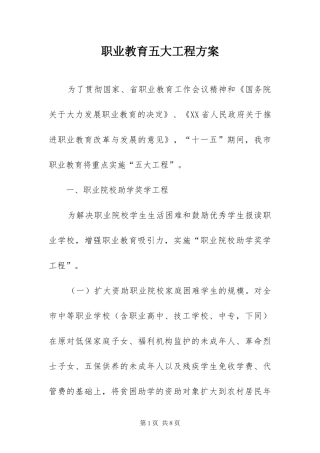 2024年职业教育五大工程方案