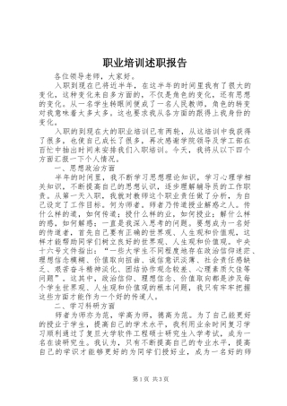 2024年职业培训述职报告