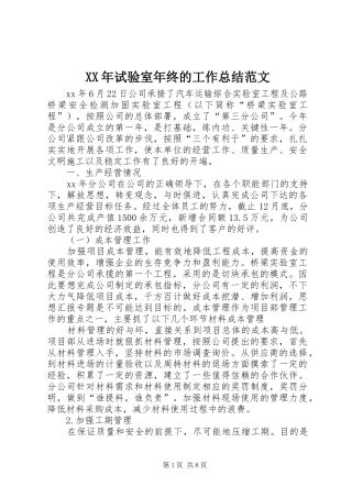 2024年试验室年终的工作总结范文