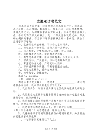 2024年志愿承诺书范文