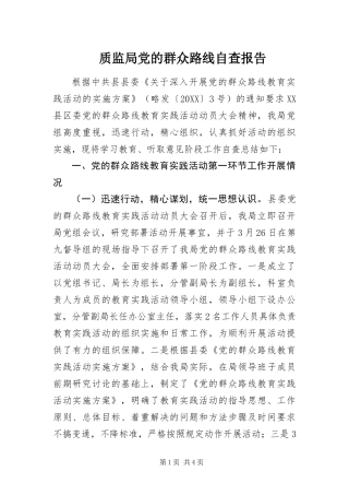 2024年质监局党的群众路线自查报告