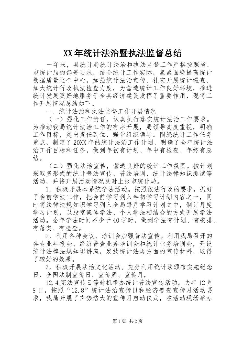 2024年统计法治暨执法监督总结_第1页