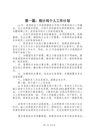 2024年统计局个人工作计划